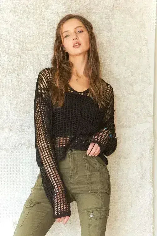 ADORA Crochet Long Sleeve Knit Top – Femstylo - SJB-DIAMOND ELITES