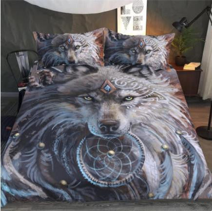 3D Digital Printing Wolf Tribe Warrior Duvet Cover Set Pi-Mart