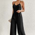 Ladies' Cross Leisure Vacation Lazy Backless Wide Leg Pants Camisole Skirt Jumpsuit - SJB-DIAMOND ELITES