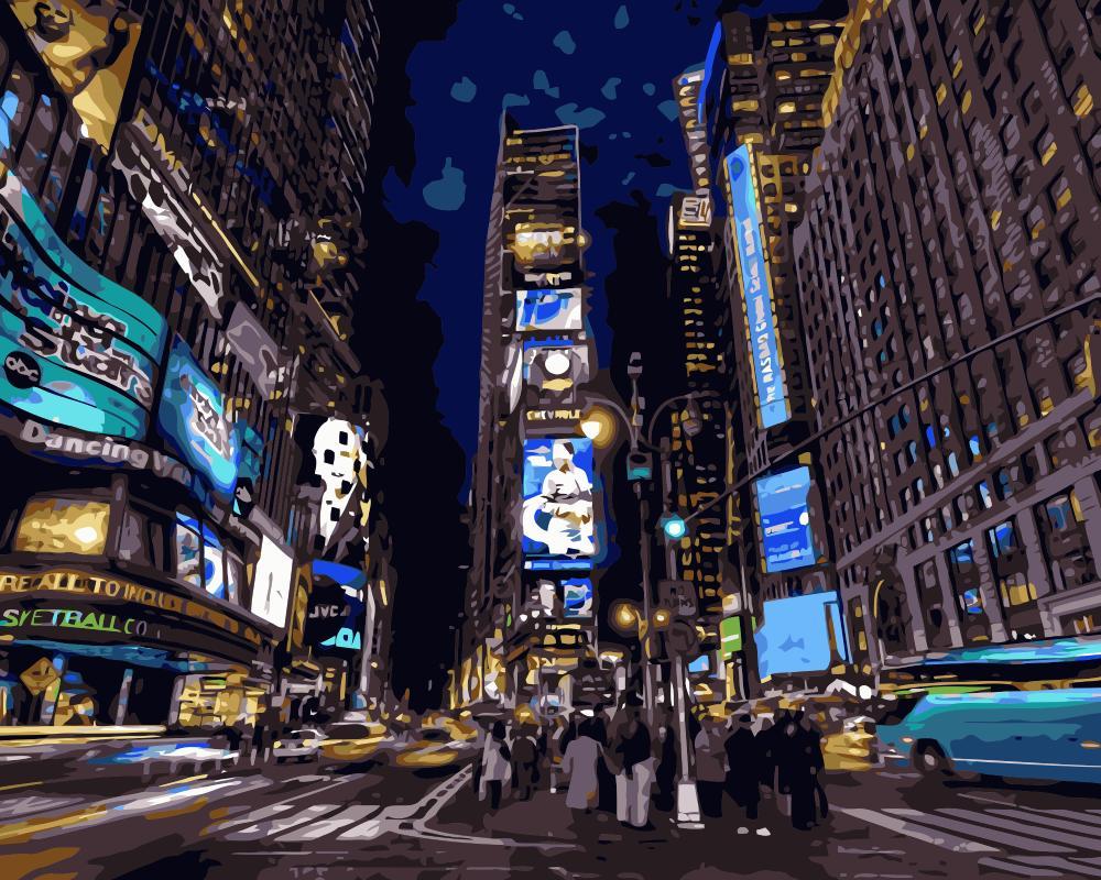 New York City Night Digital Painting Living Room Canvas Wall Painting Lootquake LLC