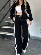 Plus Stripes Zip Set: Full-Size Comfort Duo THRIXINE
