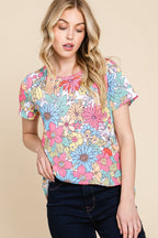 BOMBOM Floral Short Sleeve T-Shirt Lootquake LLC