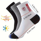 5 Pairs Men'S Athletic Crew Socks, Moisture-Wicking Knit Fabric, Solid Color, Polyester 75%, Spandex 25%, with Embroidered Badge, for Hand Wash Only, Sweat-Resistant Lootquake LLC