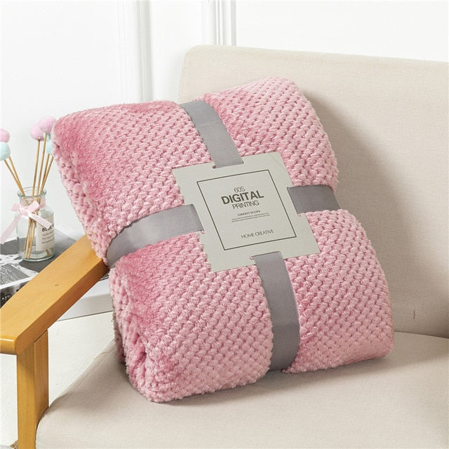 Fluffy Plaid Winter Bed Blankets by Pi Mart