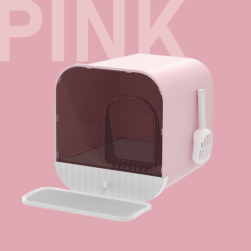 Enclosed And Splash-Proof Cat Litter Box With Drawer Design Lootquake LLC
