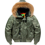 Bomber Jacket Removable Fur Collar Cotton Coat Plus Size Coat Pi-Mart