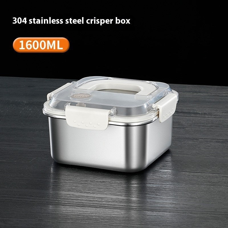 304 Stainless Steel Crisper Square Lunch Box With Handle Pi-Mart