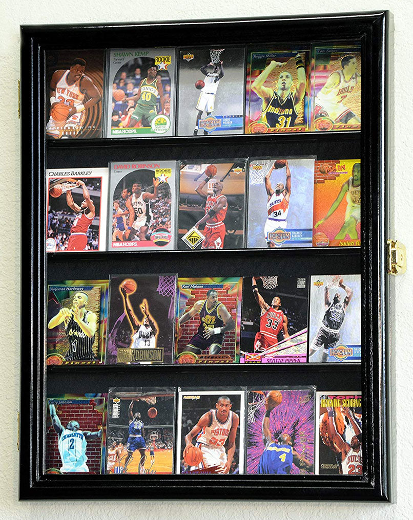 20 Sport Cards Collectible Card Display Case Cabinet Holder Wall Rack 98% UV, Lockable The Military Gift Store