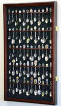 50 Spoon Display Case Cabinet Holder Rack Wall Mounted -Cherry Finish The Military Gift Store
