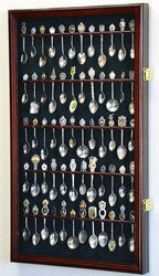 50 Spoon Display Case Cabinet Holder Rack Wall Mounted -Cherry Finish The Military Gift Store