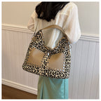 Ladies leopard print large capacity tote bag, vintage hobo bag casual, shoulder bag with crossbody strap, bag underarm bag women - SJB-DIAMOND ELITES