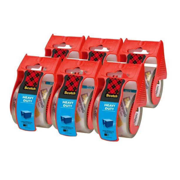 Scotch Heavy Duty Shipping Packaging Tape Dispensers, Clear, 1.88 in x 22.2 yd, 1.5" Core, 6 Pack EasyOptionXY LLC