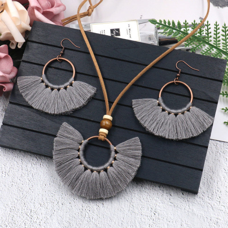 Fringed Necklace Earring Set