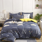 Simple Cotton Sanding Four-piece Set Thickening Small Bed Quilt Cover Pi-Mart