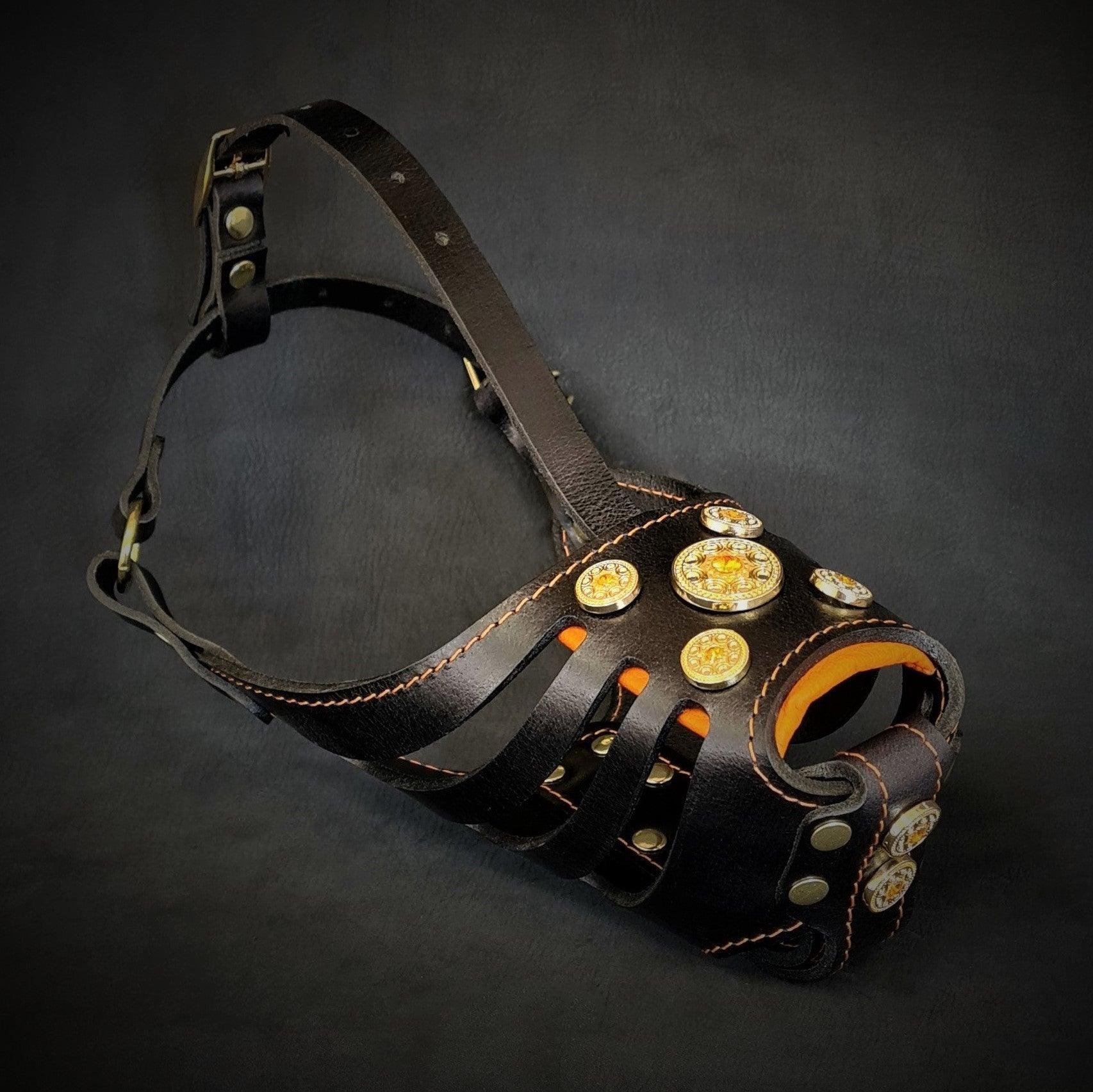 The ''Bijou'' Basket Muzzle Black & Orange - SJB-DIAMOND ELITES