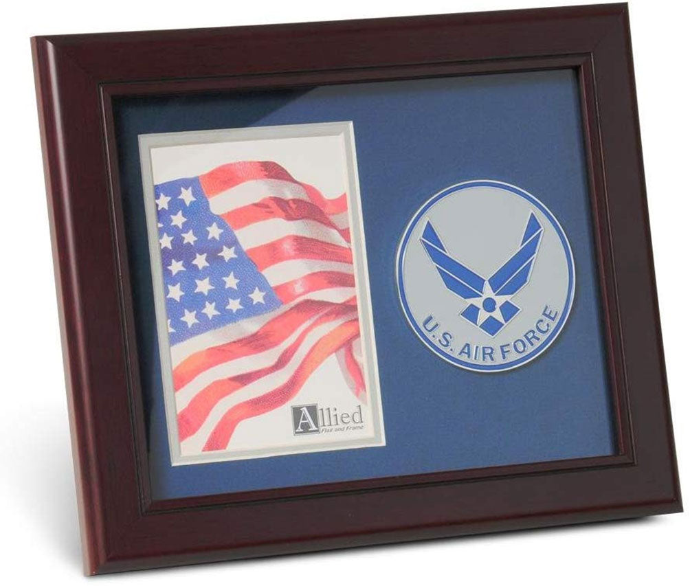 Aim High Air Force Medallion 4 by 6 inch Portrait Picture Frame. The Military Gift Store