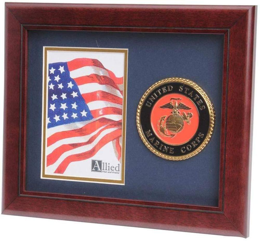 US Marine Corps Medallion Portrait Picture Frame - 4 x 6 Picture Opening The Military Gift Store