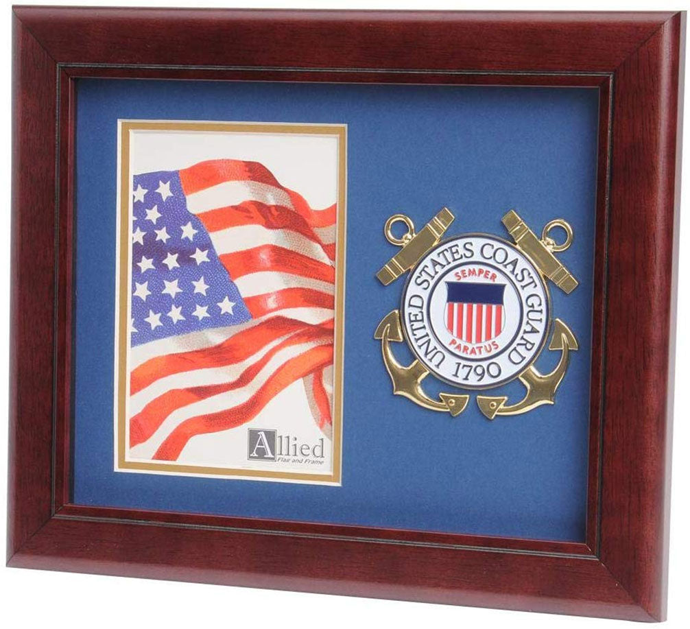 US Coast Guard Medallion Portrait Picture Frame - 4 x 6 Picture Opening. The Military Gift Store