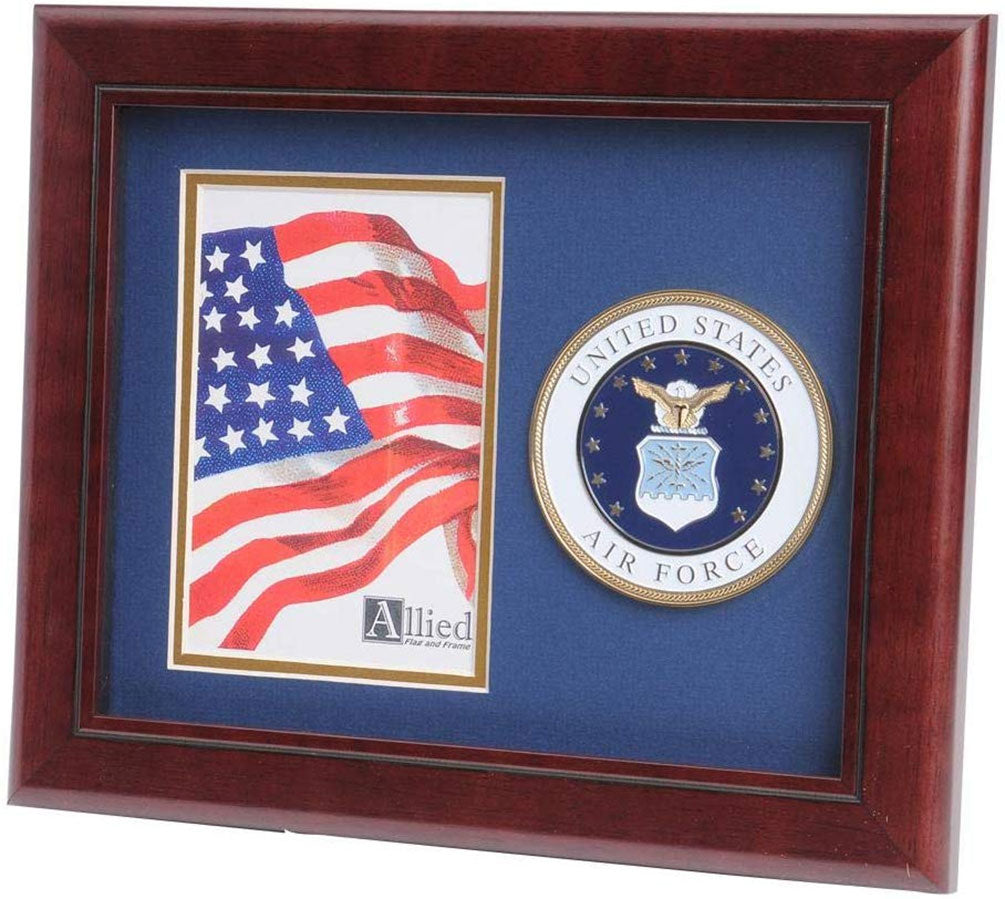 US Air Force Medallion Portrait Picture Frame - 4 x 6 Picture Opening. The Military Gift Store