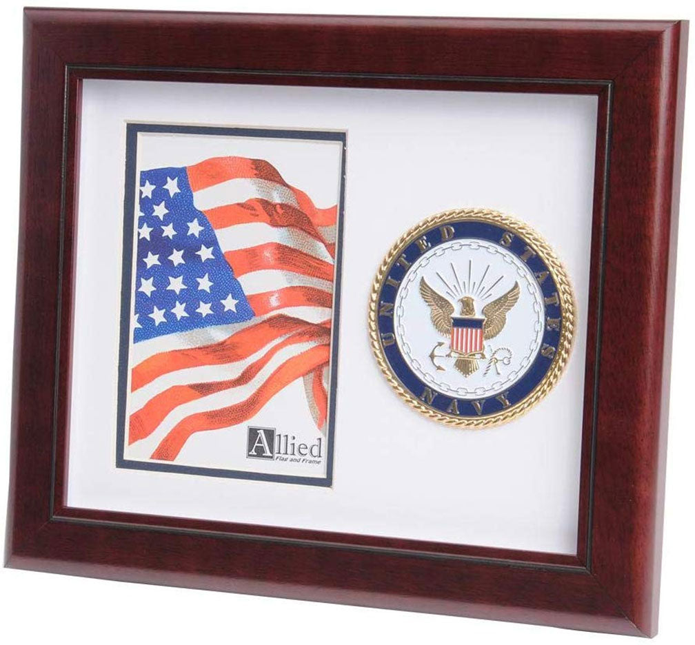 US Navy Medallion Portrait Picture Frame - 4 x 6 Picture Opening The Military Gift Store