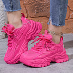 Mesh Breathable White Shoes Thick Bottom Heighten Casual Shoes Sports Women's Shoes Pi-Mart