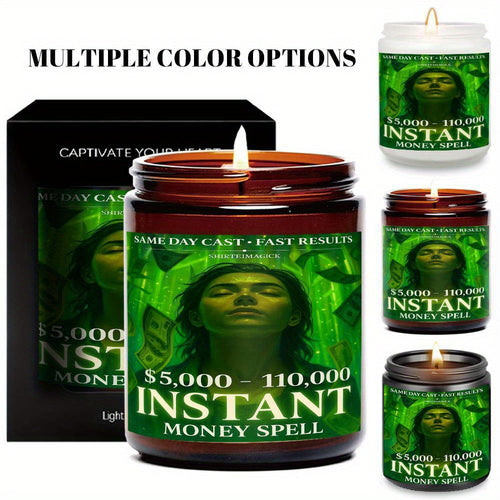 1pc 5. 3 Oz Instant Money Spell Casting Scented Candle Soybean Wax Gift Idea For Women Men Adult Bestie Coworker Husband Wife Him Her Son Daughter Dad Mum Sister Brother Family On Birthday Xmas New Year Funny Unique Essential Lootquake LLC