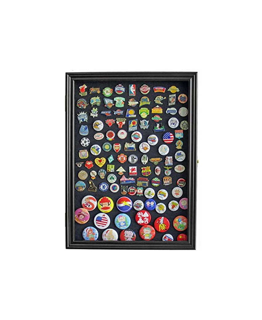 Black Finish Display Case Wall Frame Cabinet for Military Medals, Pins, Patches, Insignia, Ribbons, Brooches The Military Gift Store