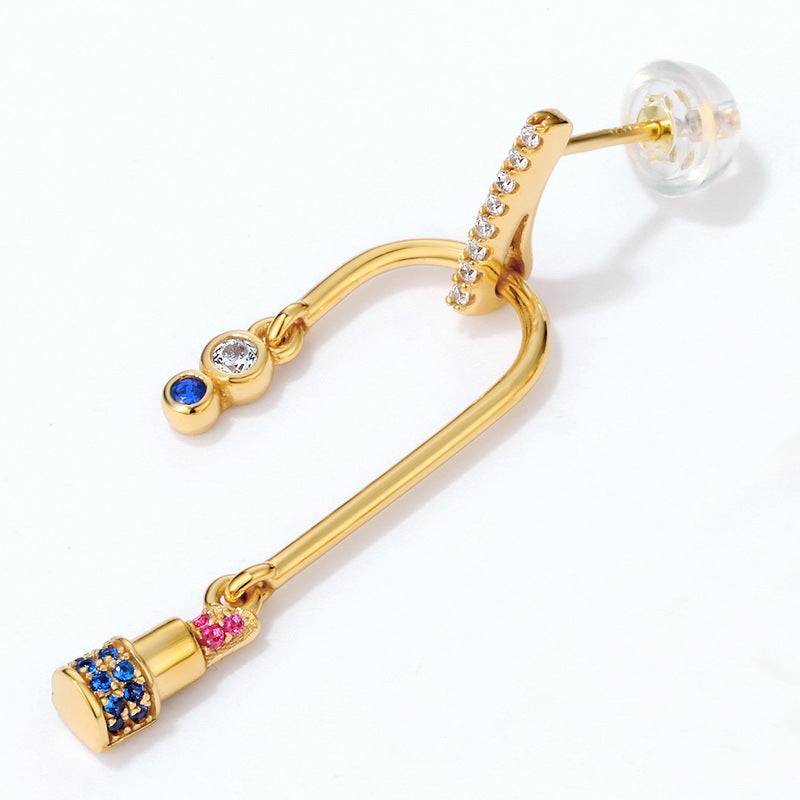 Asymmetric Lipstick Lip Stud Earrings Pi-Mart