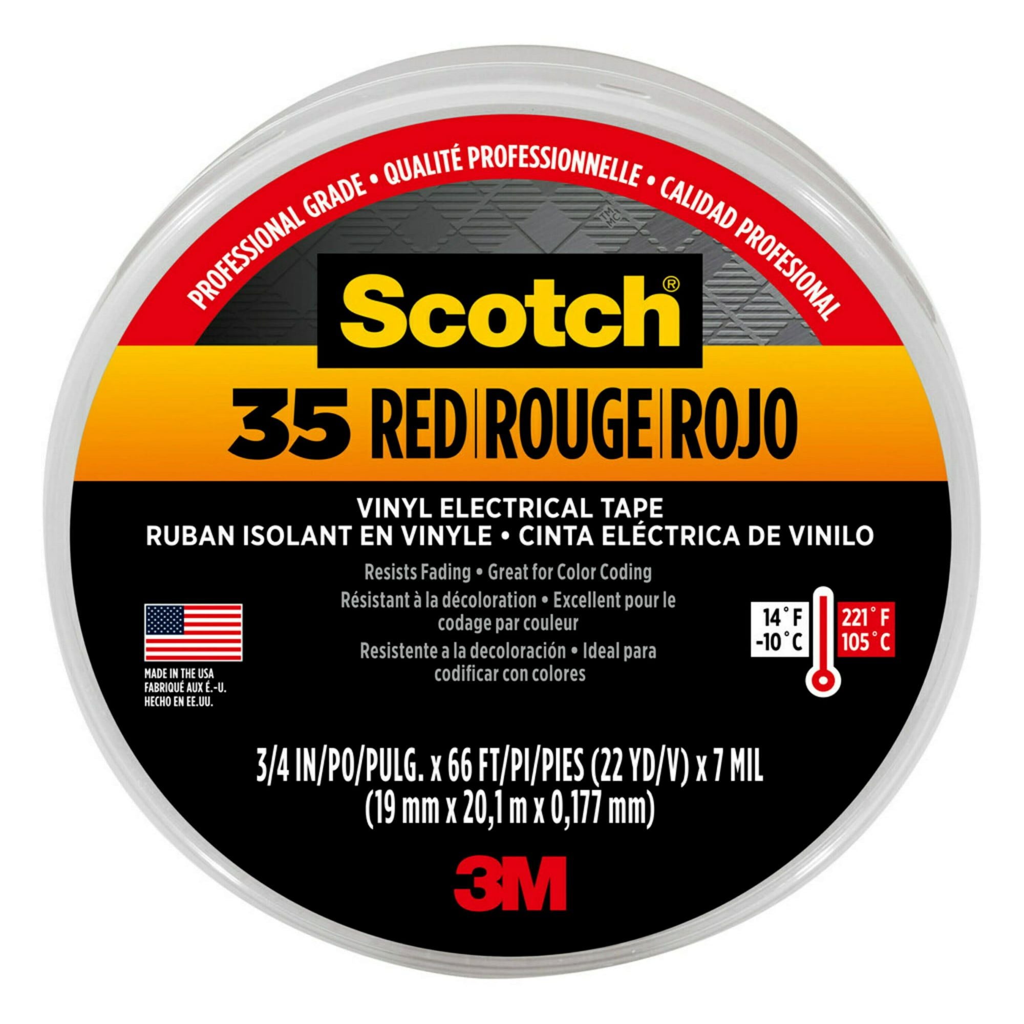 3M Scotch #35 Electrical Tape, Red, 0.75 in. x 66 ft