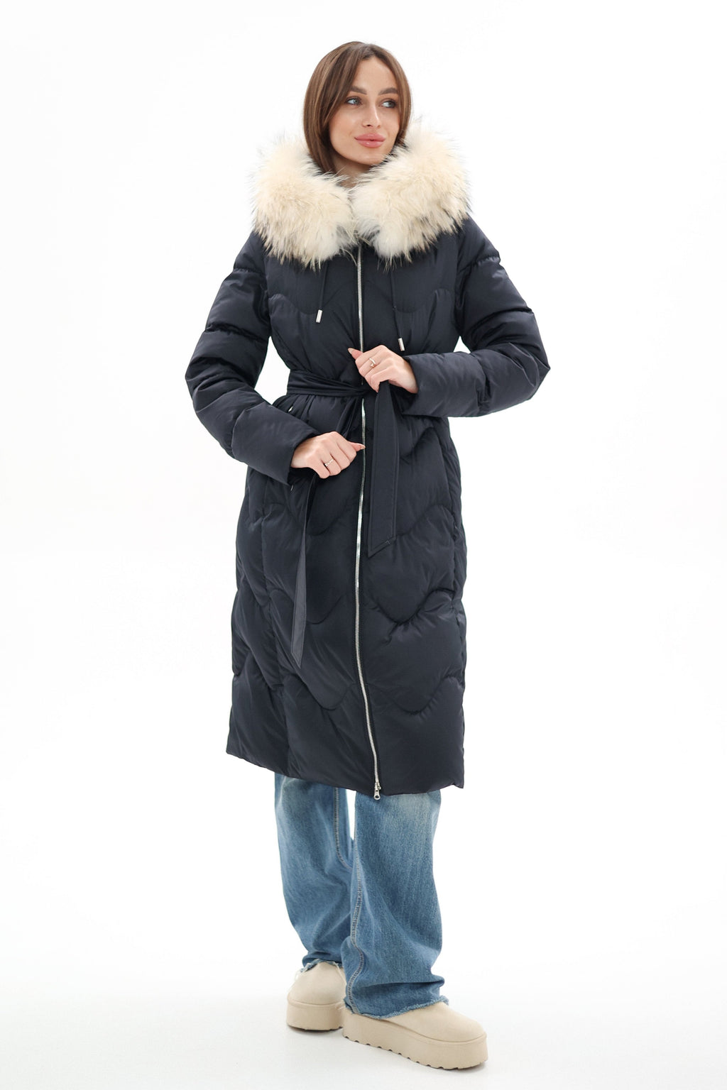 Genuine Fur Trim Down Fill Coat