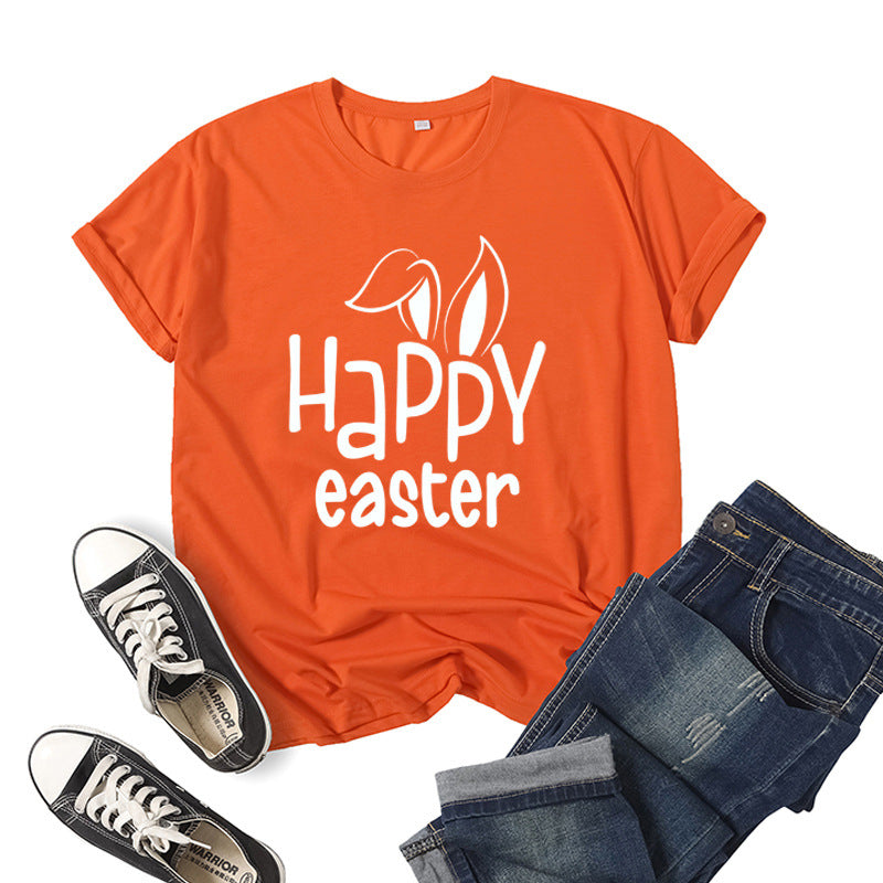 Women's Bunny Happy Easter Print Top Pi-Mart