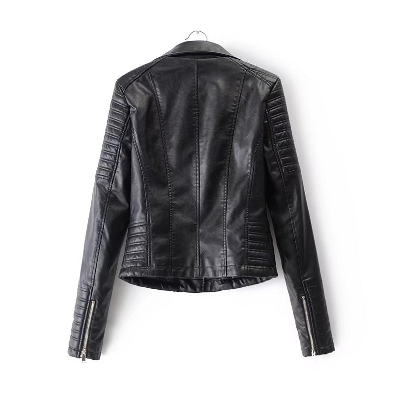 Slim European and American motorcycle leather jacket Pi-Mart