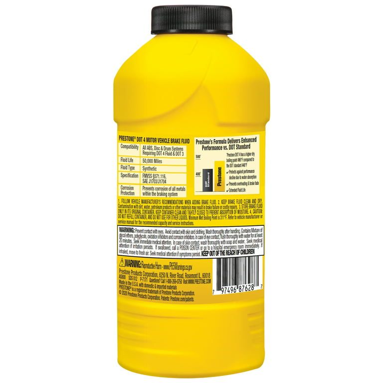 Prestone Dot 4 Brake Fluid - 12 fl oz- Synthetic, High Grade, 50,000 mile EasyOptionXY LLC