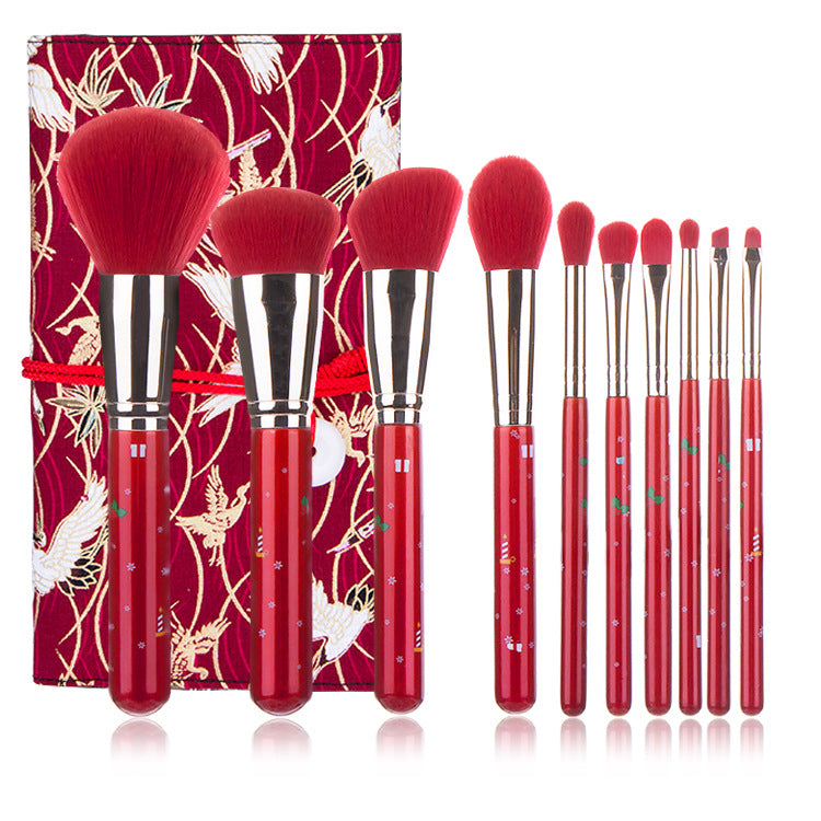 Christmas Portable Makeup Brush With Red Handle Pi-Mart