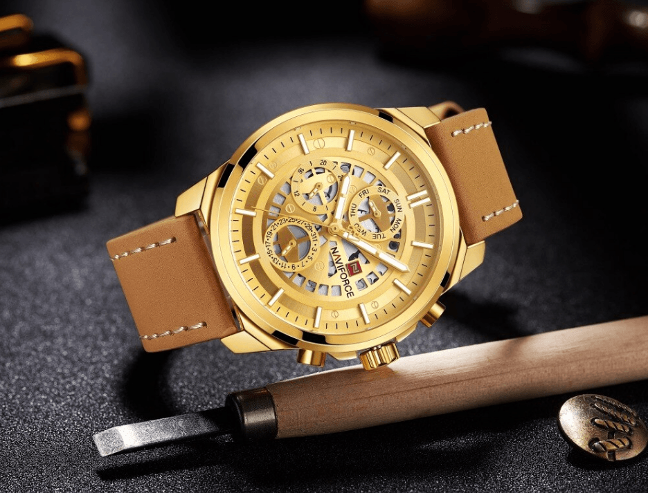 Sports Men's Leather Waterproof Date Display Casual Analog Luxury Watches Unique Design Perfect Gift - SJB-DIAMOND ELITES