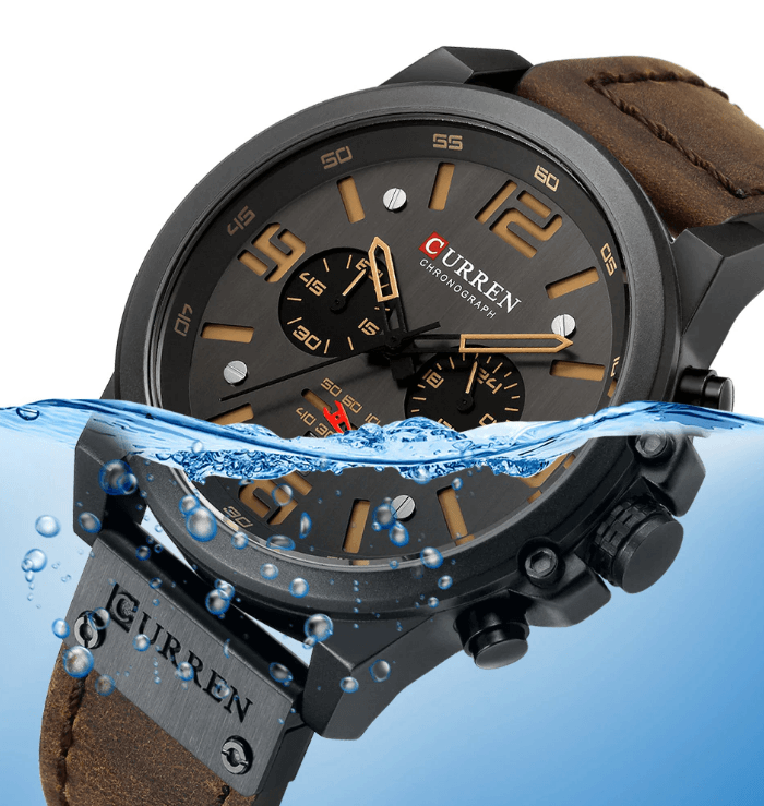 Retro  Waterproof Watch With Chronometers Steel Case And Leather Belts Unique Design Excellent Look Perfect Gift For Your Man Stevvex