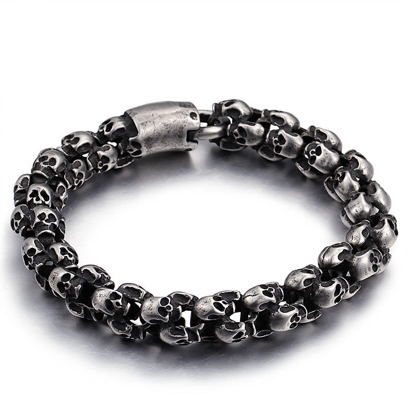 Men's Skull Ghost Head Vintage Stainless Steel Bracelet Pi-Mart