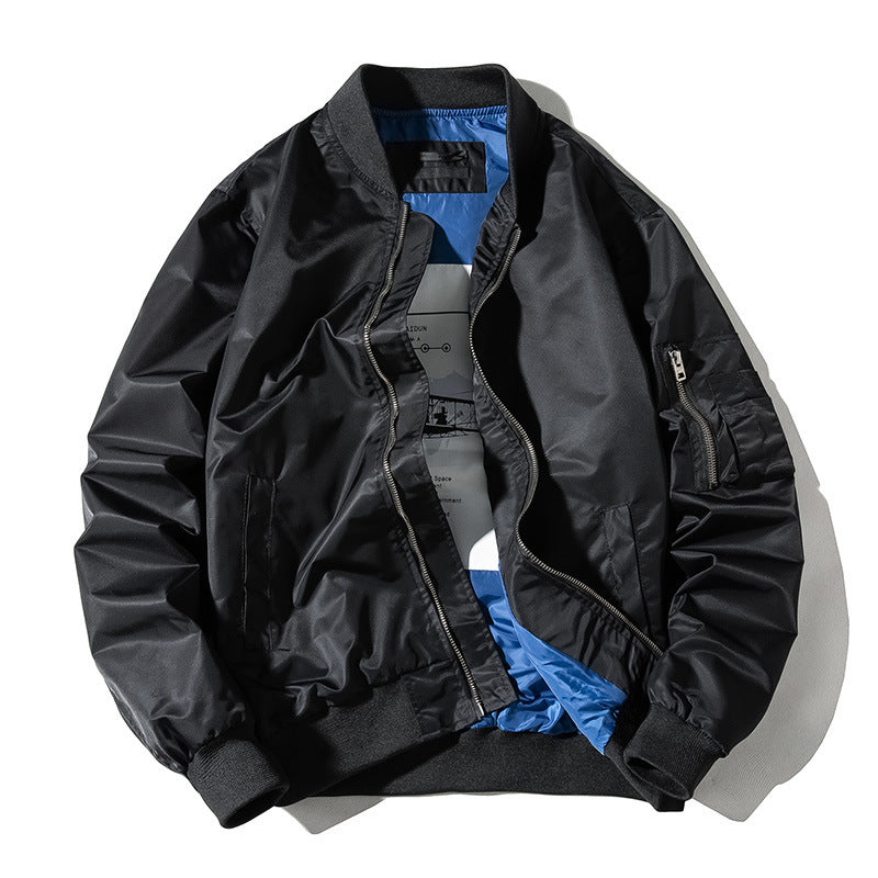 Acket Solid Pilot Jackets Men Military Flight Baseball Pi-Mart