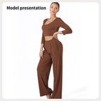 Women's Fashion Simple Solid Color Top Pants Set - SJB-DIAMOND ELITES