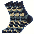 3 Pcs Men's Camo Sports Crew Socks - Durable, Stretchy, Ribbed Cuff for All Seasons Lootquake LLC