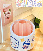 Large-capacity Cute Desktop Dust-proof Makeup Brush Storage Rotating Pen Holder