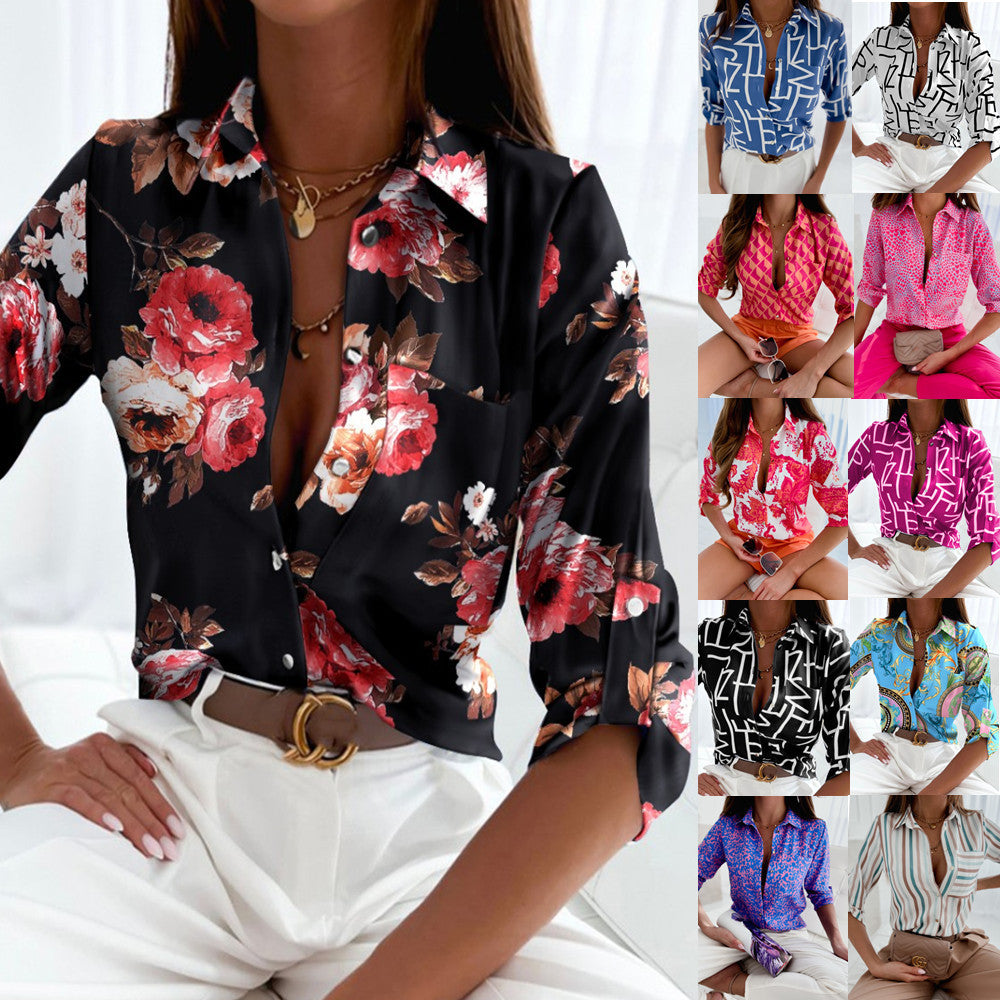 Fashion Long Sleeve Printed Shirt Pi-Mart