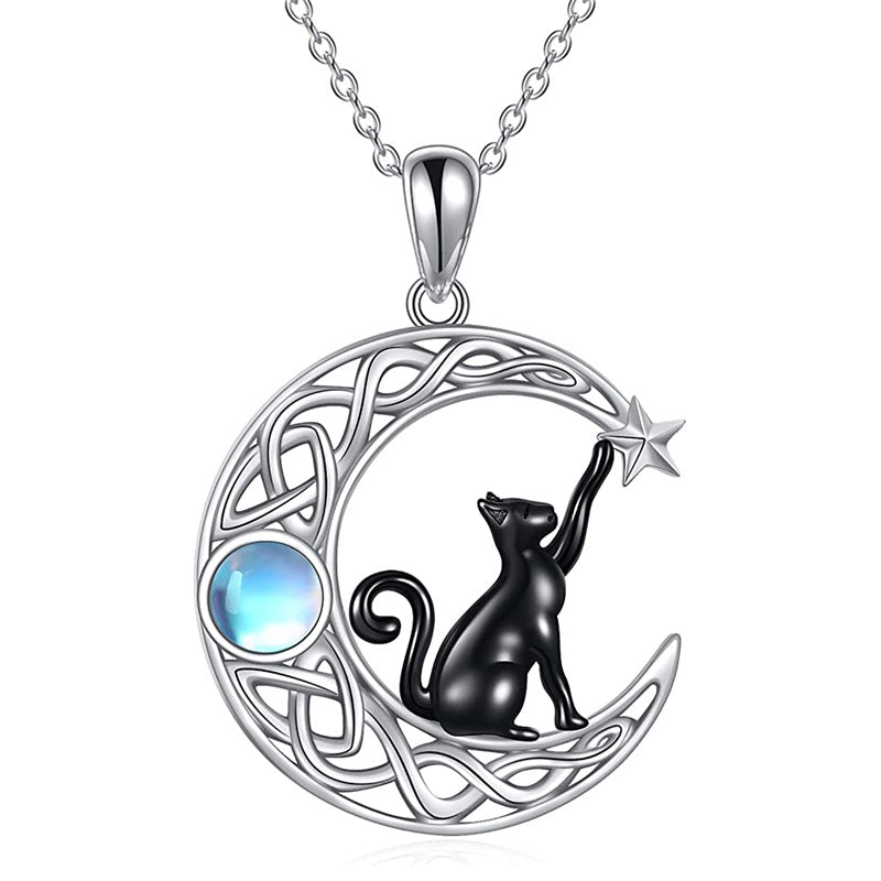 Moon Star Black Cat Pendant Item Pi-Mart