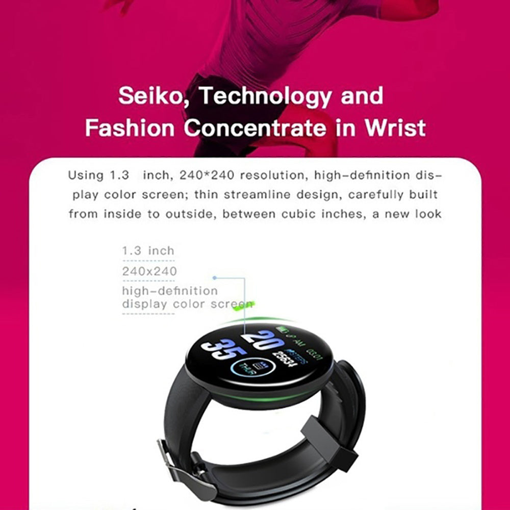 D18 Bluetooth Smart Watch, Men Women Blood Pressure Heart Rate Monitor Smart Watch, Pedometer Sport Tracker Smart Band For Android IOS Pi-Mart