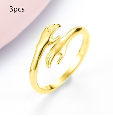 Alloy Simple Hands Hug Ring Opening Adjustable Jewelry Pi-Mart
