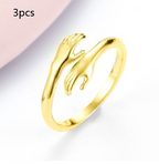 Alloy Simple Hands Hug Ring Opening Adjustable Jewelry Pi-Mart