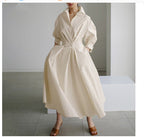 Long-sleeve Blouse Elastic Waist Swing Dress Pi-Mart