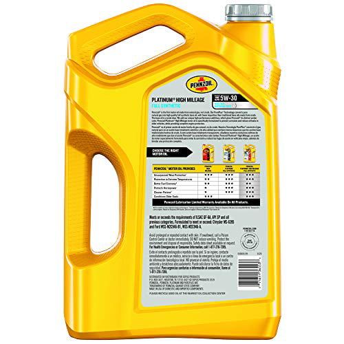 Pennzoil Platinum High Mileage Full Synthetic 5W-30 Motor Oil, 5 Quart EasyOptionXY LLC