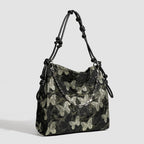 Gilt butterfly embroidered tote purse, chain beaded tote bag, Women's shoulder Crossbody bag, large capacity hobo bag