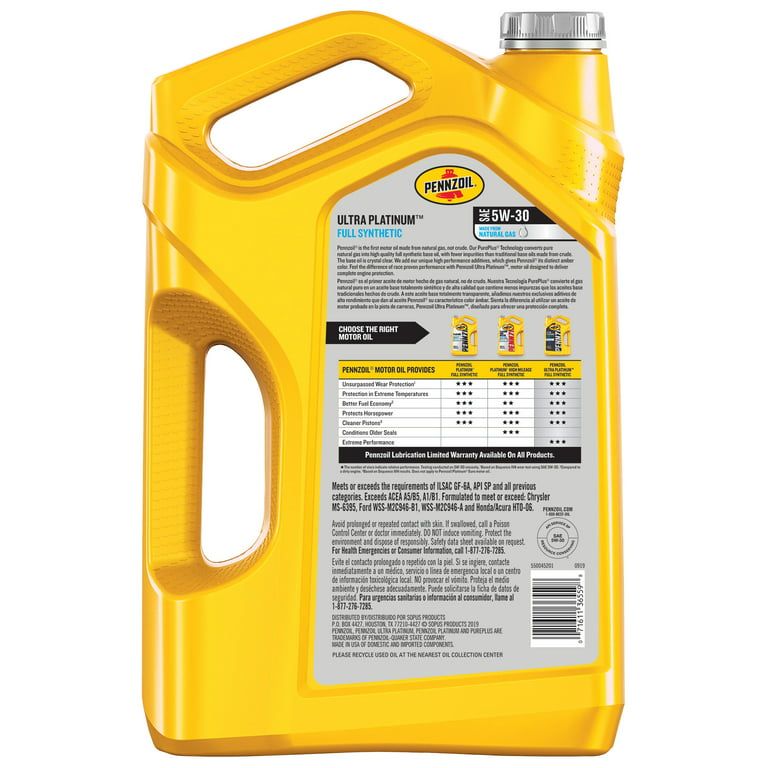 Pennzoil Ultra Platinum 5W-30 Full Synthetic Motor Oil, 5 Quart. EasyOptionXY LLC